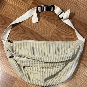 No Boundaries Cream Corduroy Shoulder Bag